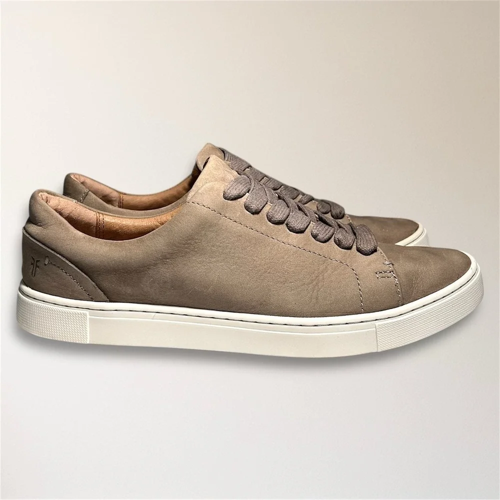 Frye Womens 9 Taupe Nubuck Leather‎ Sneakers Lace Up Casual Minimalist Street